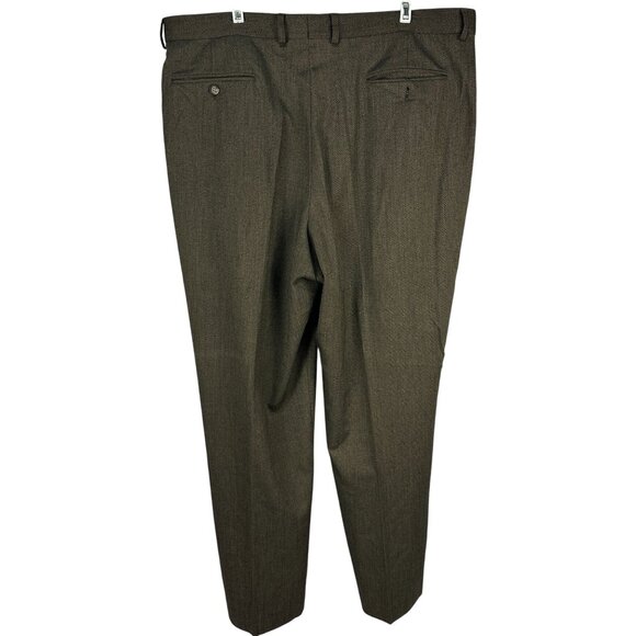 Claiborne Mens Size 40x32 Dress Pants Brown Herringbone Flat Front Pleated - Picture 2 of 5